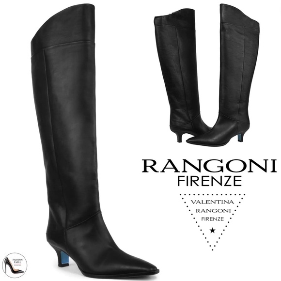 VALENTINA RANGONI Drupi Black Leather Knee High Boot Heeled Luxury Boots 7 - Picture 1 of 12